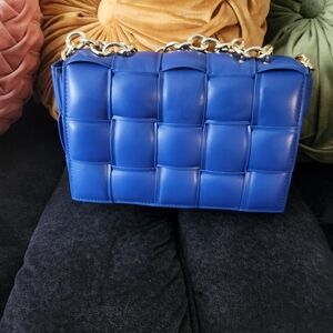 Blue Woven Chain Shoulder Bag